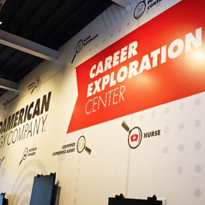 Junior Achievement Career Exploration Center sign and wall