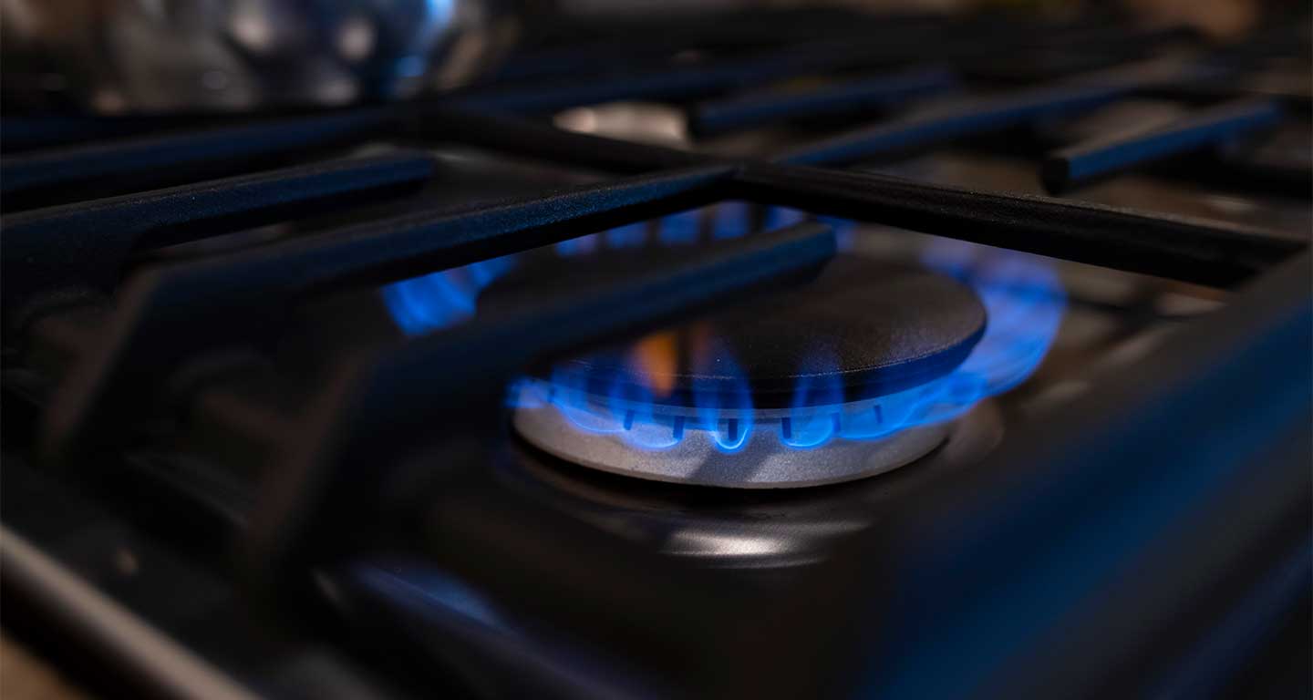Close up of gas stove burner