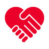 [DECORATIVE] red handshake in the shape of a heart
