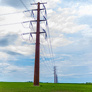 Transmission lines in a field