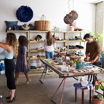 small retail store with people shopping