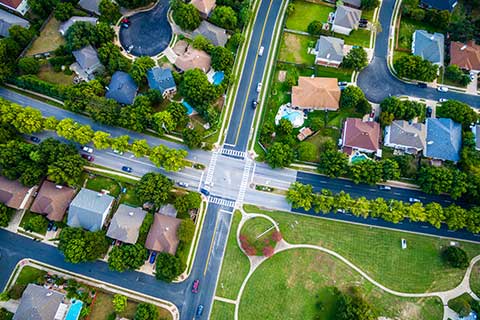 Aerial photo of a open plot of land