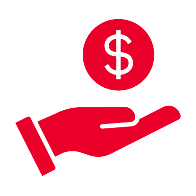 Hand holding a coin icon