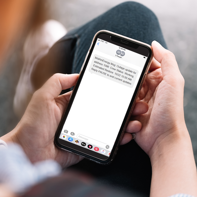 Power outage alert on smartphone