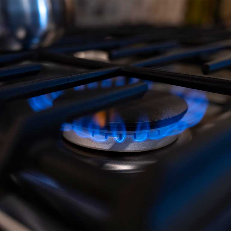 Natural gas stove top