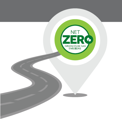 Roadmap to net zero greenhouse gas emissions logo