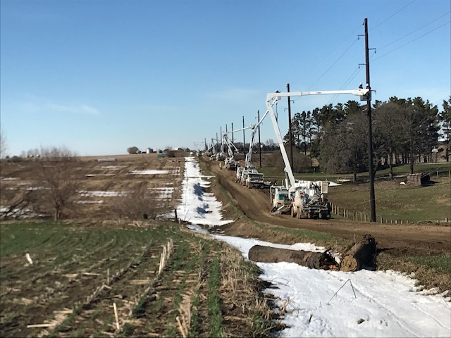 Winter storm repair work