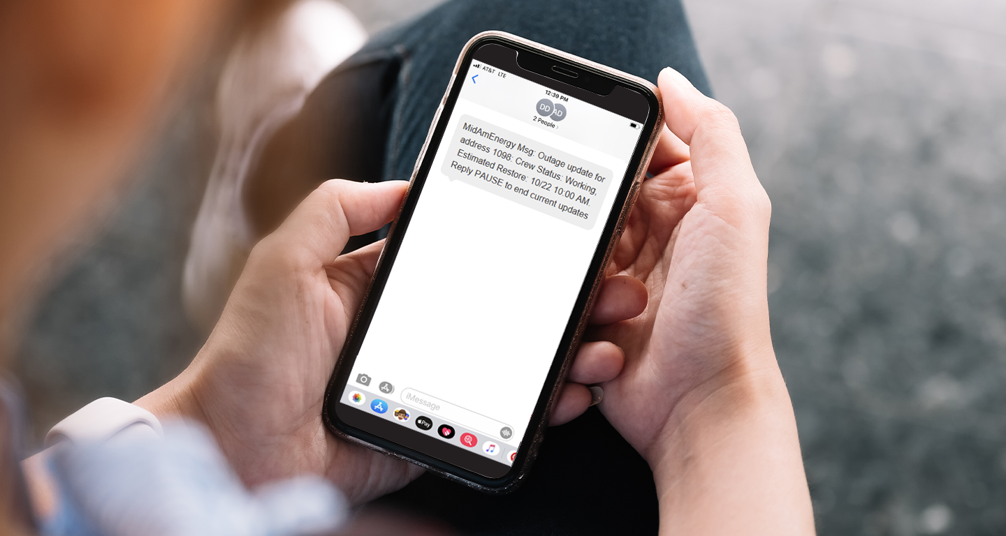 Screen capture of example text alert