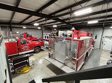 Firetruck in a warehouse