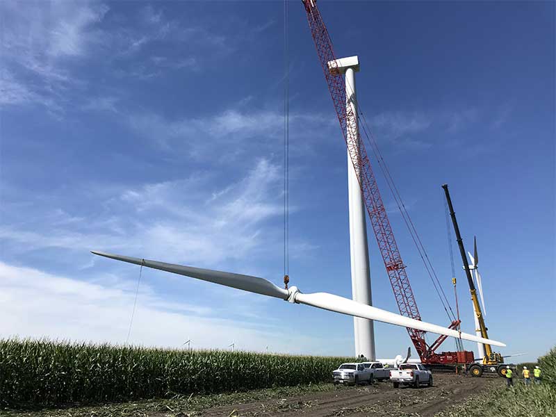 Wind Turbine blades being taken down
