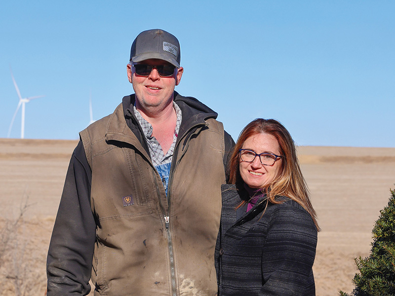 Trevor and Mandy, landowners who host some of MidAmerican's wind turbines on their property as part of the Shenandoah wind farm.