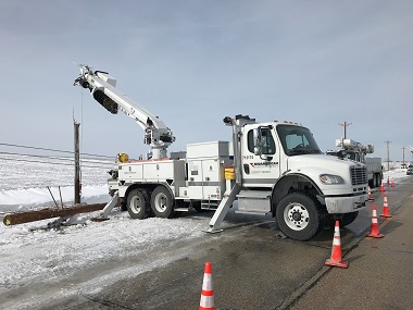 Pole repair after winter storm